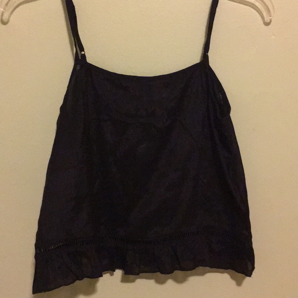 H&M Black pleated bottom trim crop top